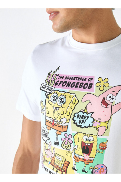 SP Characters SpongeBob Print T-shirt with Crew Neck and Short Sleeves