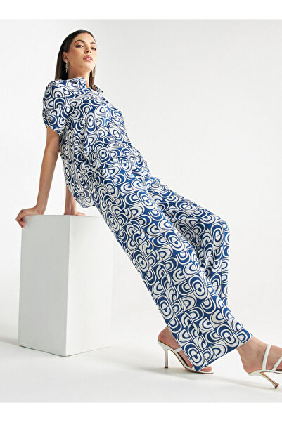 FAV All-over Print Wide Leg Pants With Elasticated Waistband And Pockets