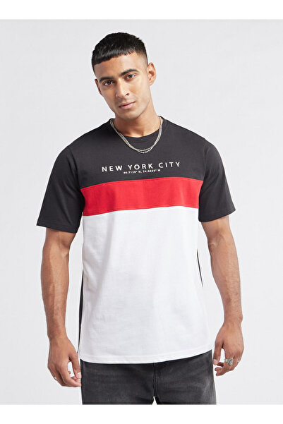 FAV Colourblock T-shirt with Crew Neck and Short Sleeves