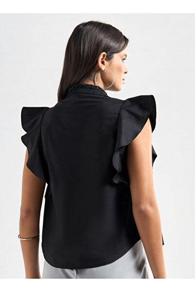 FAV Shirt with Flutter Sleeves and Lace Detail