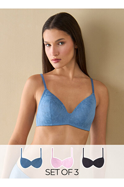 FAV مجموعة من 3 حمالات صدر داعمة مزخرفة بالزهور