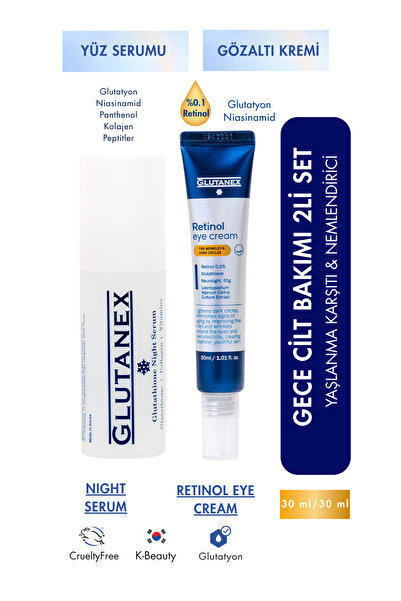 GLUTANEX Gece Bakım Serisi- Retinol Göz Kremi ve Gece Serumu İkilisi
