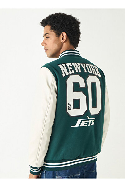 SP Characters The New York Jets Print Button Through Jacket With Pockets