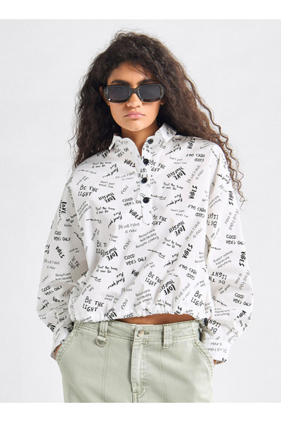 FAV قميص مطبوع بياقة وأكمام طويلة