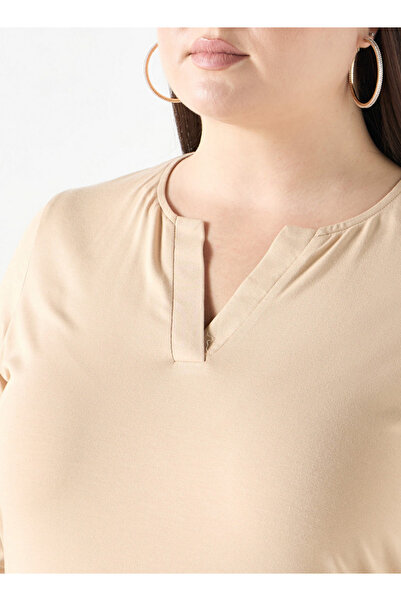 Ulla Popken Plus Size Ulla Popken V-neck 3/4 Sleeves T-shirt