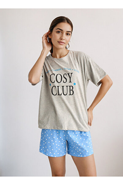 FAV طقم بيجامة قصير تي شيرت وشورت قطن