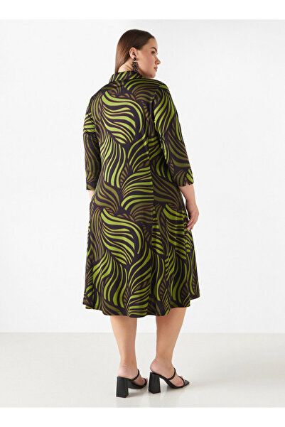 Ulla Popken Plus Size Printed Midi Dress With Pockets