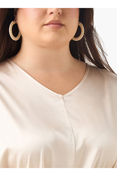 Ulla Popken 34 SLEEVE SATIN V NECK BLOUSE