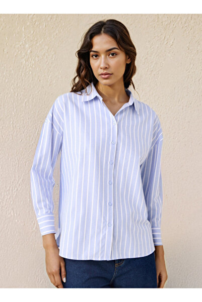 FAV قميص أكسفورد مخطط بقصّة عادية