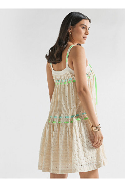FAV Textured Strappy Mini Dress With Lace Detail