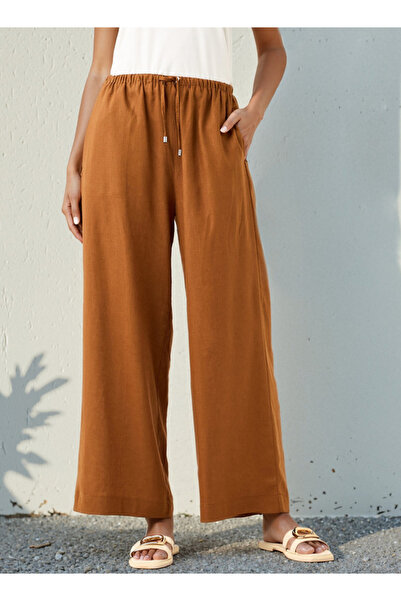 FAV بنطلون واسع من مزيج الكتان