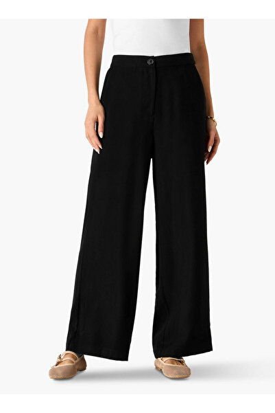 FAV Regular Fit Twill Wide-Leg Trousers with Pockets