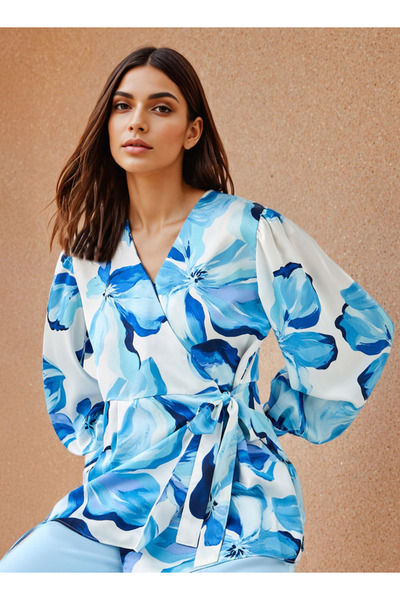 Iconic Relaxed Fit Floral Print Wrap Top