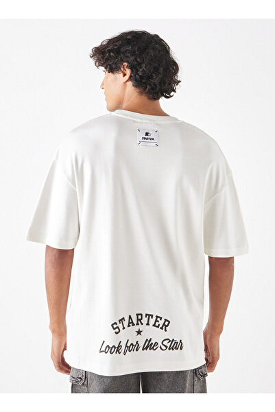 Starter Logo Print T-shirt with Crew Neck and Short Sleeves