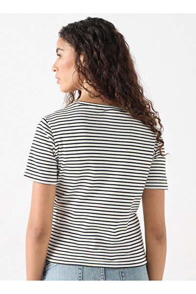 SP Characters Striped T-shirt with Crew Neck and Short Sleeves