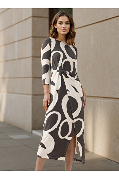 Iconic فستان مطبوع بالكامل مع تفاصيل متدلية