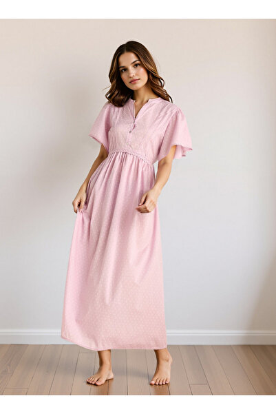 FAV فستان نوم دوبي مزخرف بحزام ربط وأكمام مرفرفة