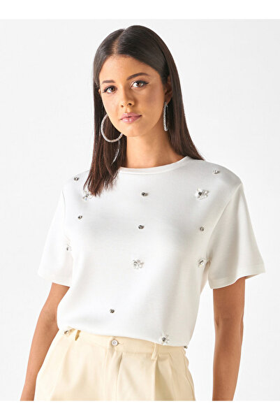 Iconic Iconic Embellished Top with Short Sleeves