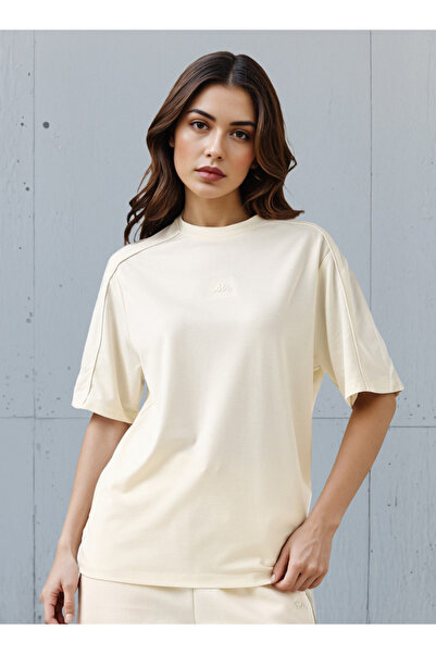 Kappa Regular Fit Women T-shirt with Piping Detail Cream
