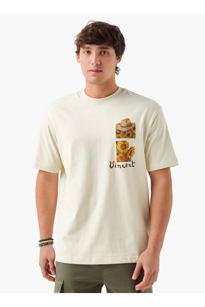SP Characters Van Gogh Print T-shirt with Crew Neck and Short Sleeves