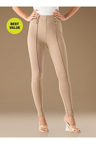 FAV بنطال جينز ضيق بأزرار وتفاصيل ثنية