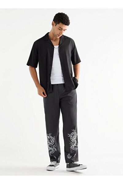 FAV Dragon Print Regular Fit Pants With Flexi Waist And Pockets