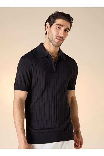 Iconic سترة منقوشة بياقة بولو وأكمام قصيرة