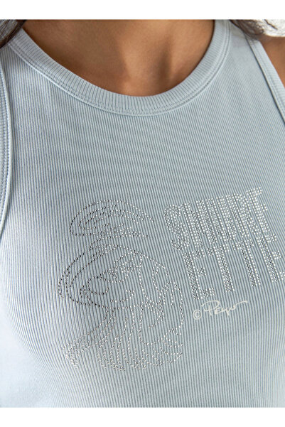 SP Characters Smurf Embellished Crew Neck Tank Top with Racerback