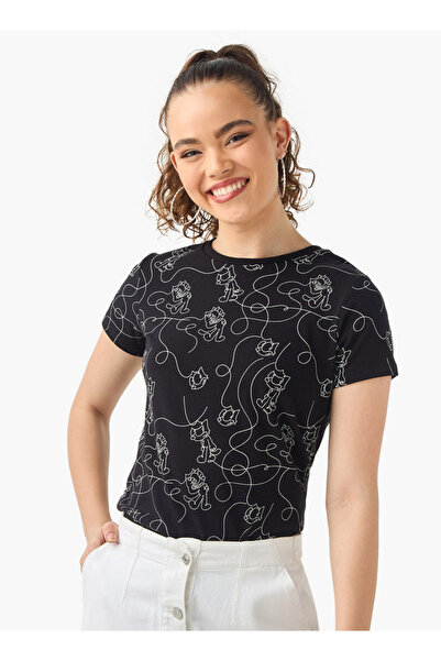 SP Characters تي شيرت بياقة دائرية وطبعة القط فيليكس