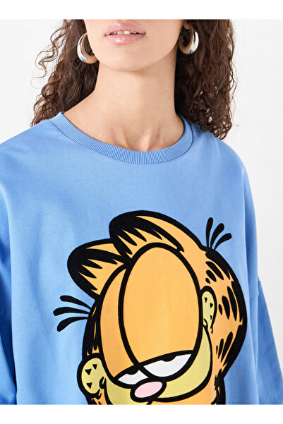 SP Characters Garfield Print Sweatshirt with Crew Neck and Long Sleeves