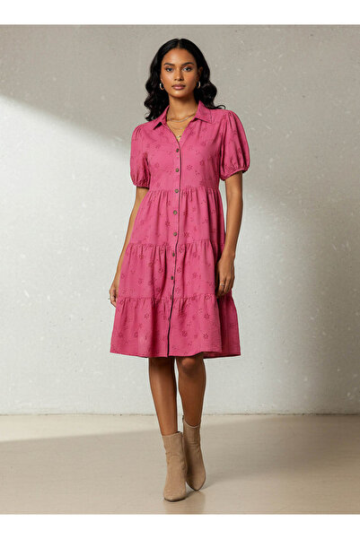 FAV فستان شيفلي النسائي متعدد الطبقات مع ياقة