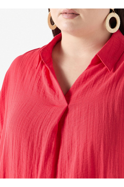 Ulla Popken Plus Size Textured Top With Short Sleeves