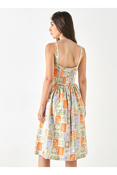 Lee Cooper All-Over Print Sleeveless Dress with Square Neck