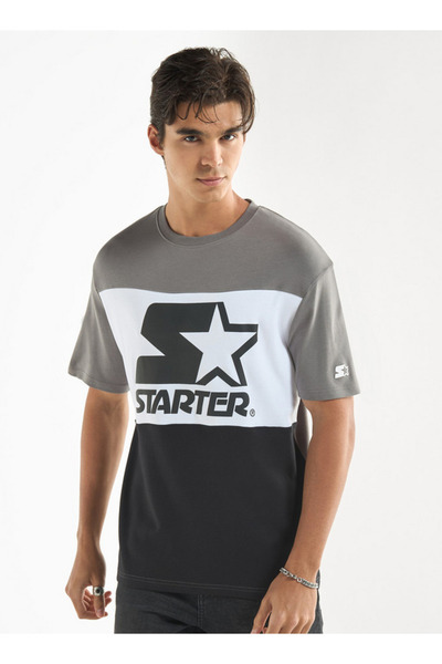 FAV Starter Logo Print T-shirt with Short Sleeves and Crew Neck