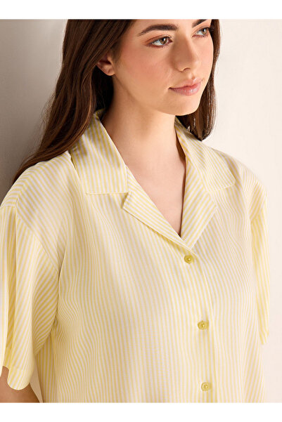 FAV Striped Notch Collar Sleepshirt
