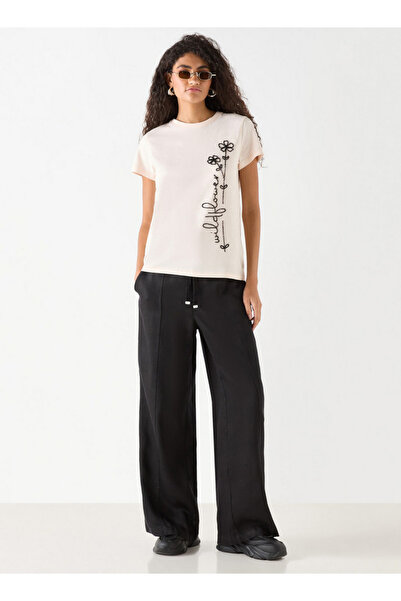 Lee Cooper Solid Wide Leg Pants with Drawstring Closure and Pockets