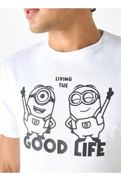 SP Characters Minions Print T-shirt with Crew Neck and Short Sleeves