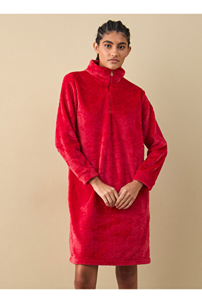 FAV Textured Long Sleeves Sleepshirt with Half Zip Closure