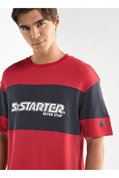 FAV Starter Logo Print T-shirt with Short Sleeves and Crew Neck