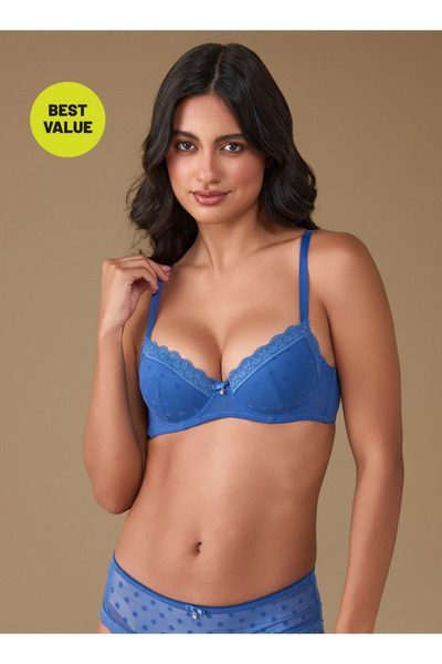 FAV Mesh Detail Bra with Bow Detail and Adjustable Straps