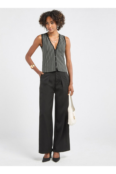 FAV Jersey Striped Top With Front Buttons