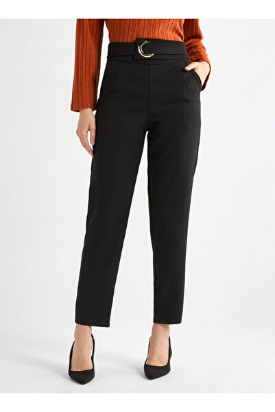 FAV Solid Straight Fit Trousers With Belt Detail And Pockets