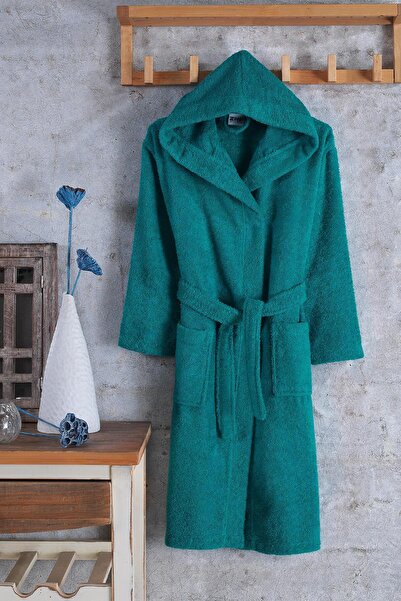 Zeynep Tekstil Cotton Hooded Young Bathrobe Unisex Waiter Boy Bathrobe