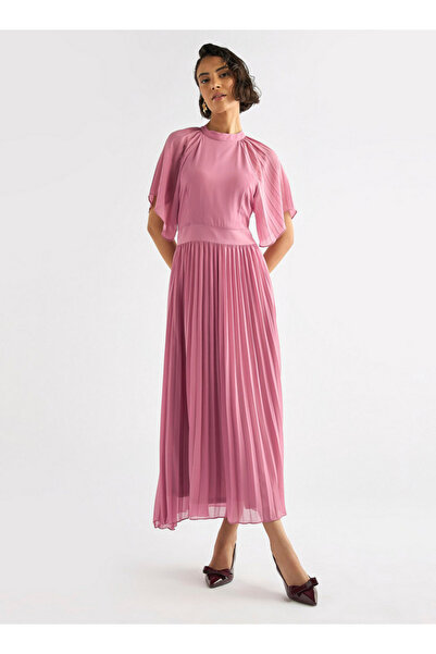 FAV Pleated Maxi Dress with Ruffle Sleeves
