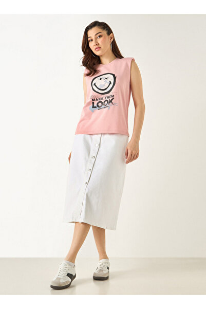 Lee Cooper Denim Midi Skirt with Button Closure