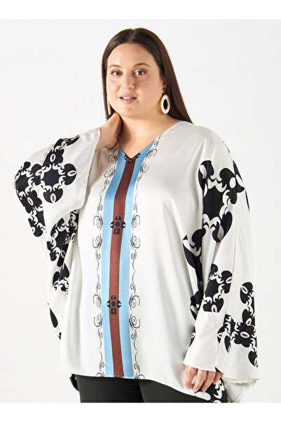 Ulla Popken Plus Size Ulla Popken Printed Kimono Top