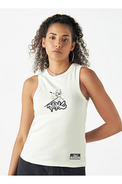 SP Characters تانك توب بدون أكمام بطبعة أنمي مع رقبة دائرية