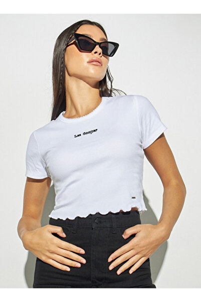Lee Cooper Ribbed Crop T-shirt With Crew Neck And Short Sleeves