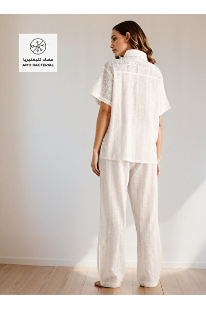 FAV Crochet Detail Shirt and Pyjama Set