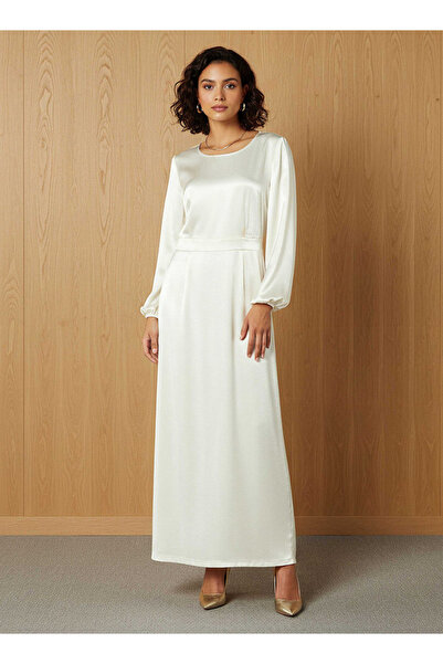 FAV فستان سهرة ماكسي ساتان مع شق خلفية